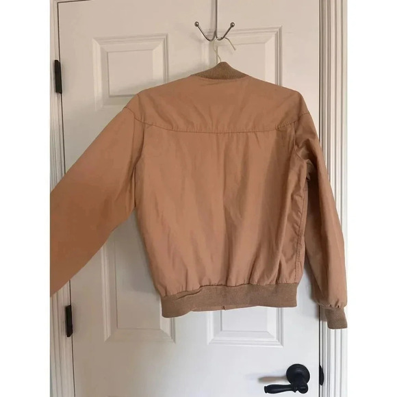 Vintage authentic Windbreaker 80’s 90’s tan long sleeve zipper jacket medium - Picture 4 of 10